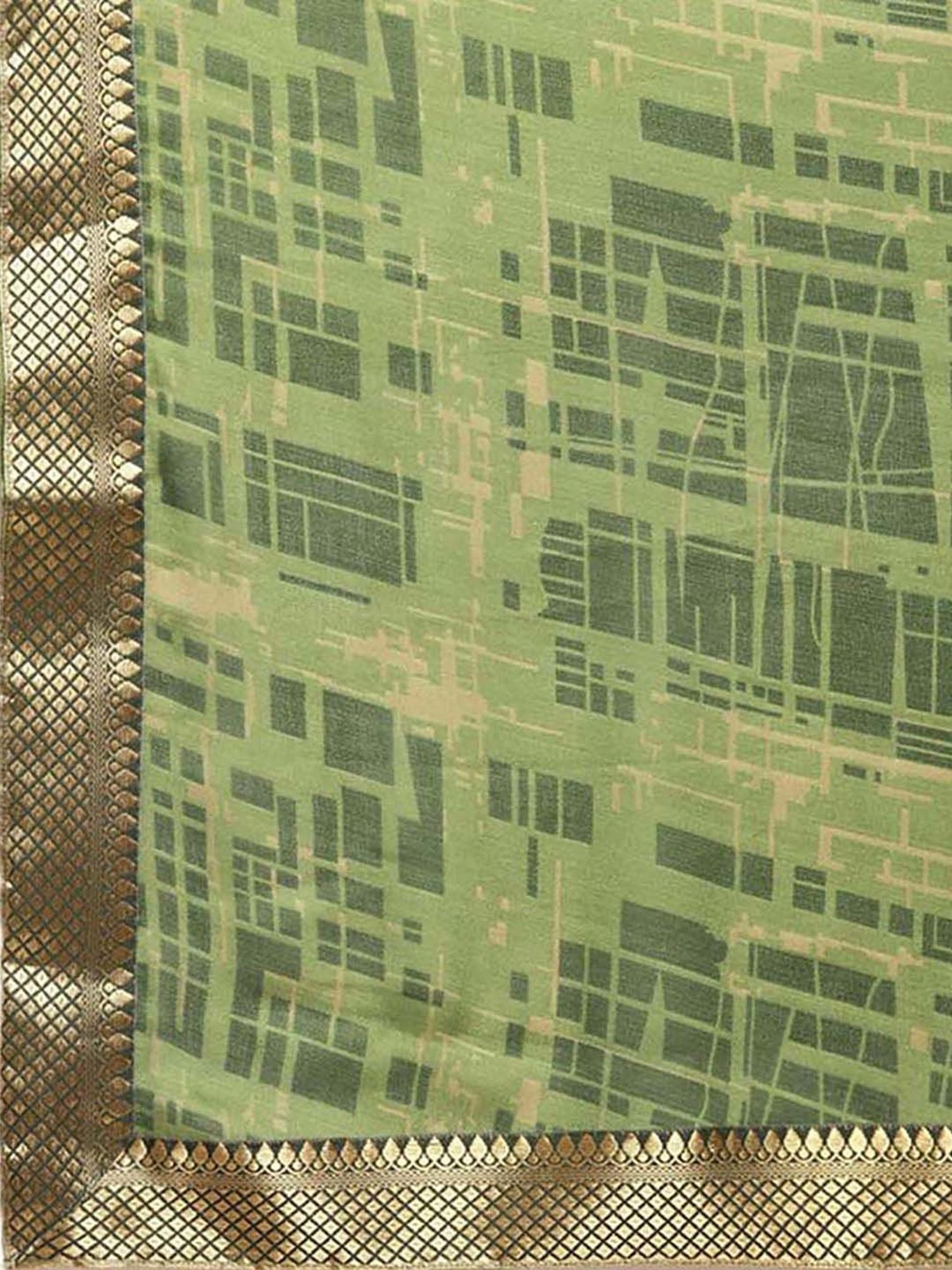 Rangita Green Printed Saree With Unstitched Blouse