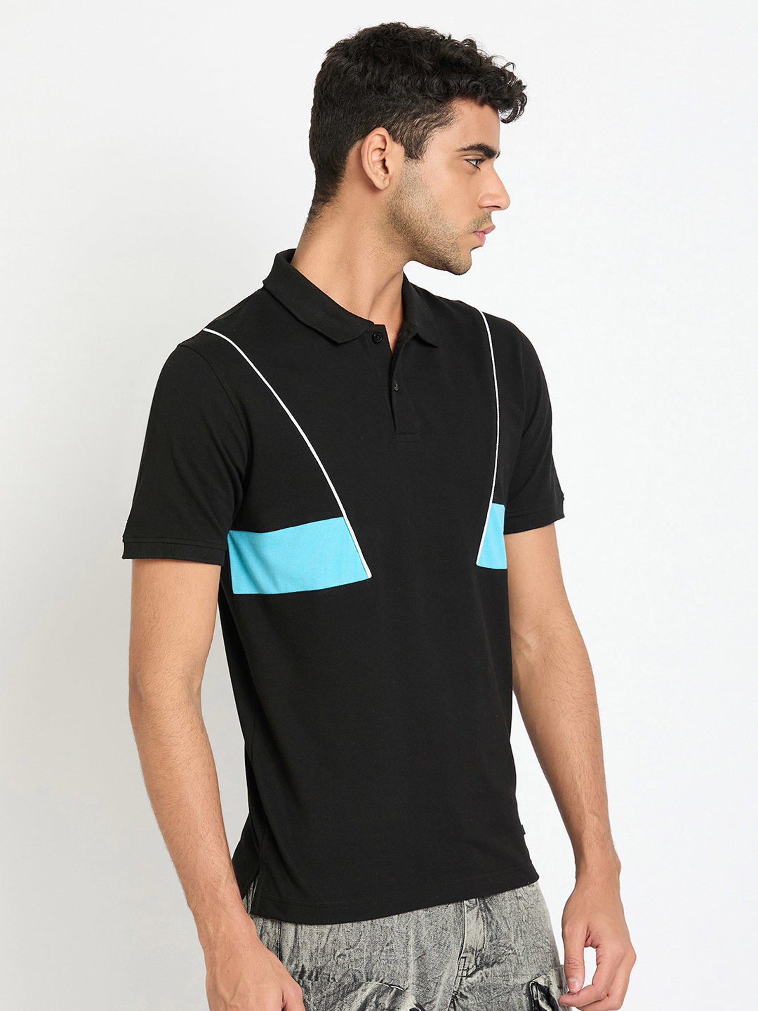 Club York Black Regular Fit Polo T-Shirt