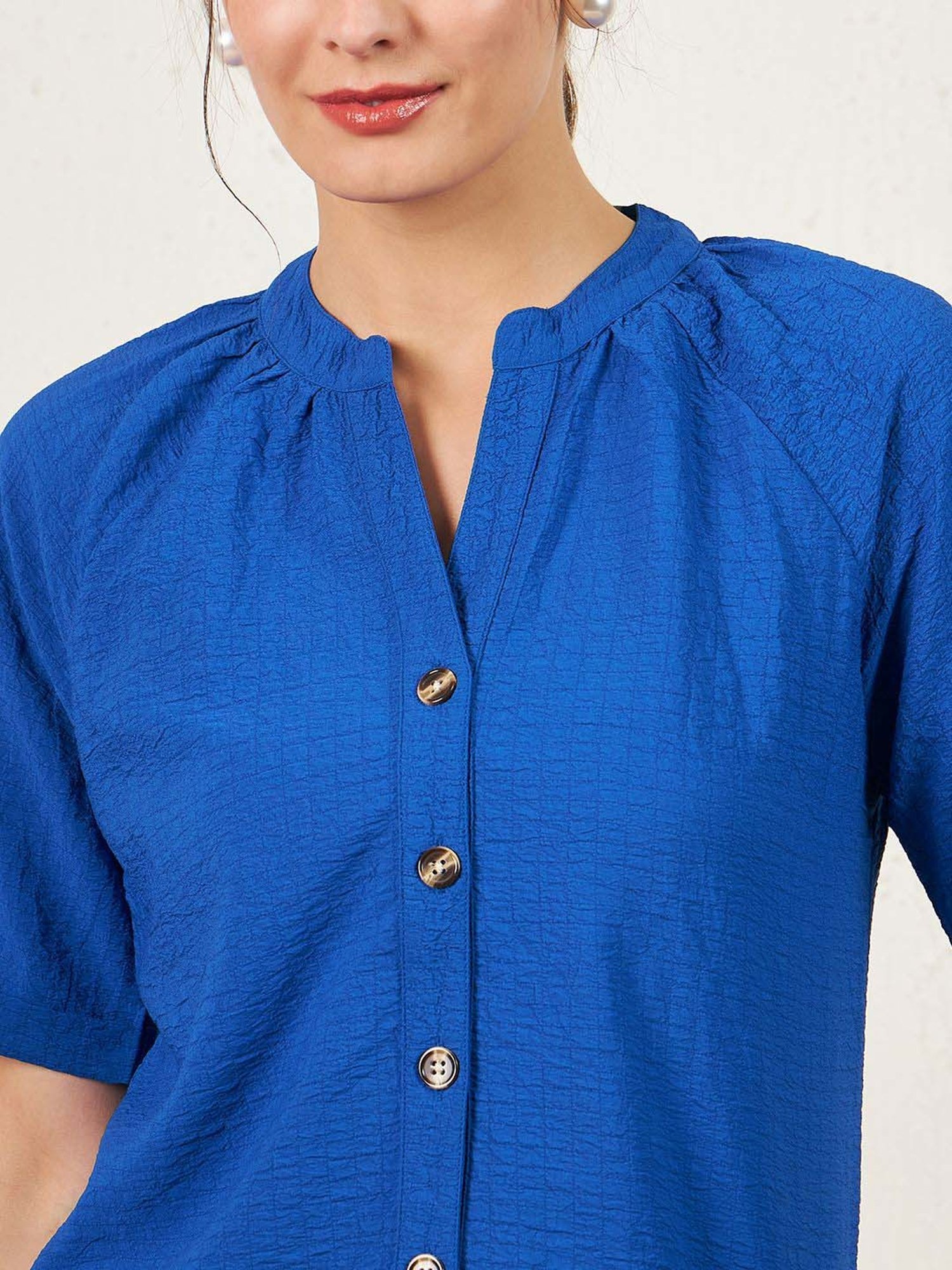 Marie Claire Blue Self Pattern Top