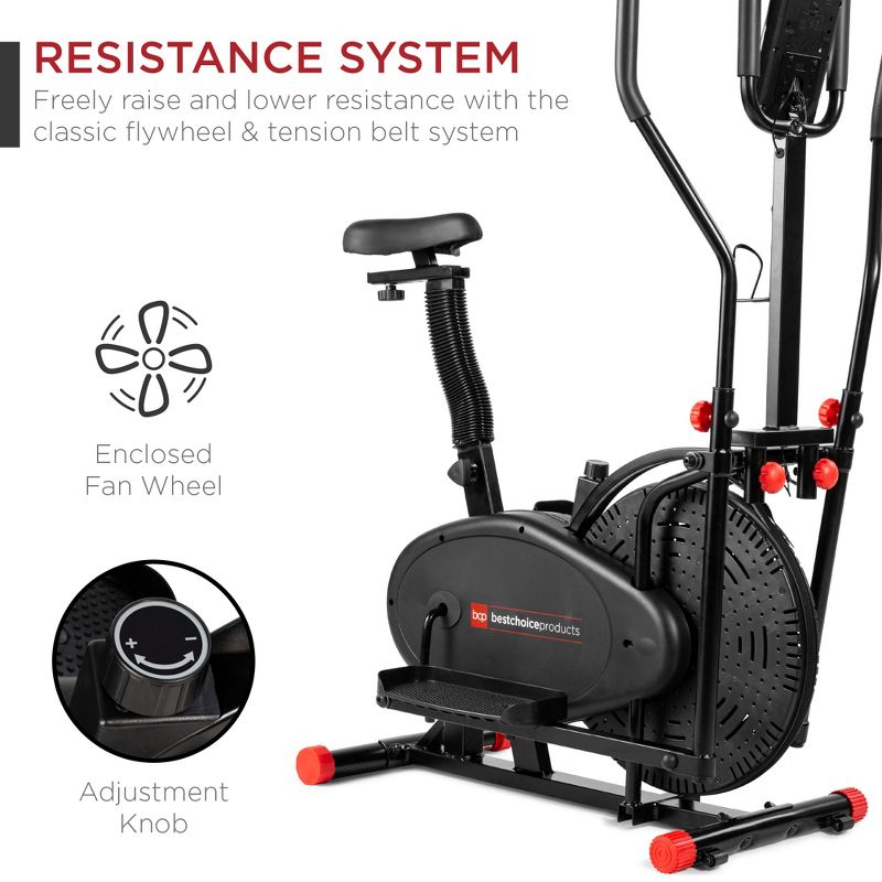 Body Flex Sports Body Rider BRF700 Stationary Full Body Cardio Exercise Upright Fan Bike with Dual Action Handlebars and Adjustable Seat