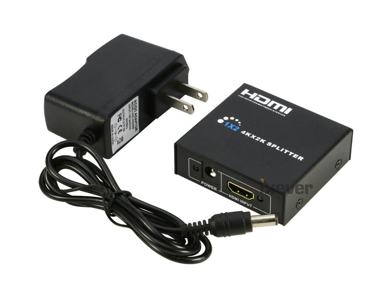 HDMI Splitter 1 in 4 Out V1.4b, iXever Powered HDMI Video Splitter with AC Adapter Duplicate/Mirror Screen Monitor Supports Ultra HD 4Kx2K@30Hz 1080P and 3D Resolutions (1 Input to 4 Outputs)