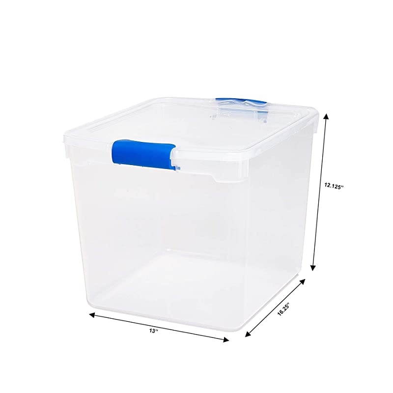 Plastic Storage Modular Stackable Storage Bins with Blue Latching Handles 31 Quart Clear 4Pack