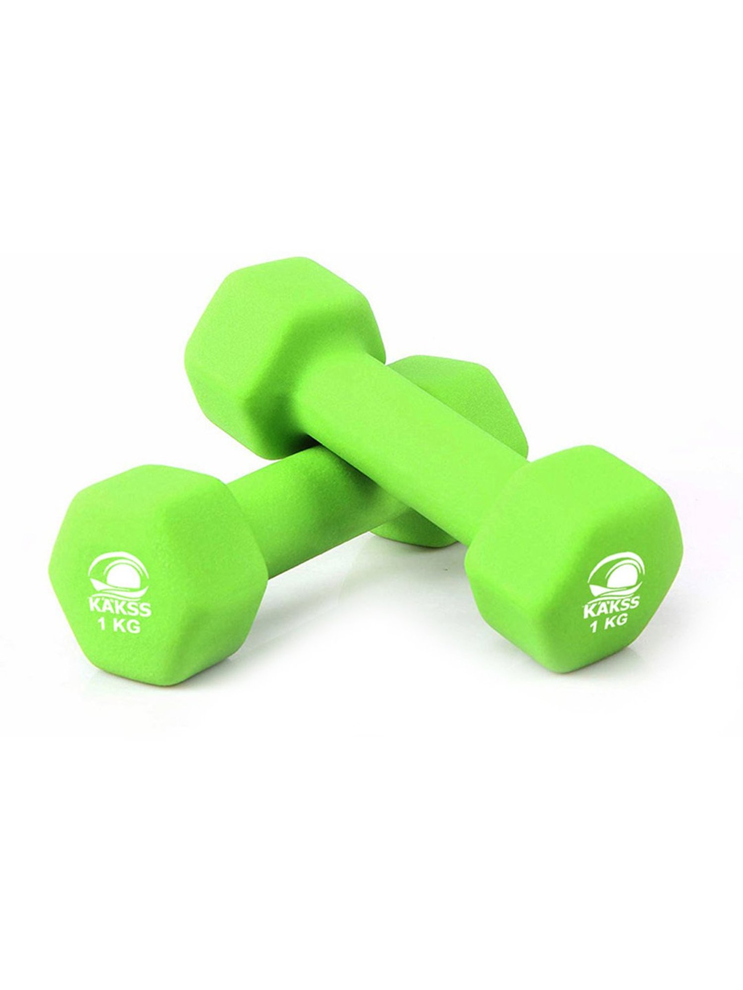 KAKSS Cast Iron Neoprene Coated Dumbbells (Green) Size - 1KG