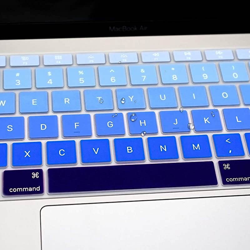 Ultra Thin Silicone Keyboard Protective Skin for 2019 2018 MacBook Air 13-Inch (A1932, U.S Layout) Keyboard Accessories Protector (NOT FIT 2020 Air 13-Inch), Ombre Blue