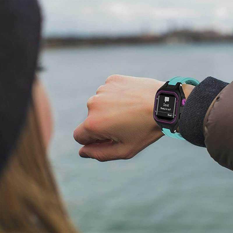 Bands Compatible with Garmin Forerunner 25 Soft Silicone Replacement Watch Band Strap for Garmin Forerunner 25 GPS Running Watch STeal Small
