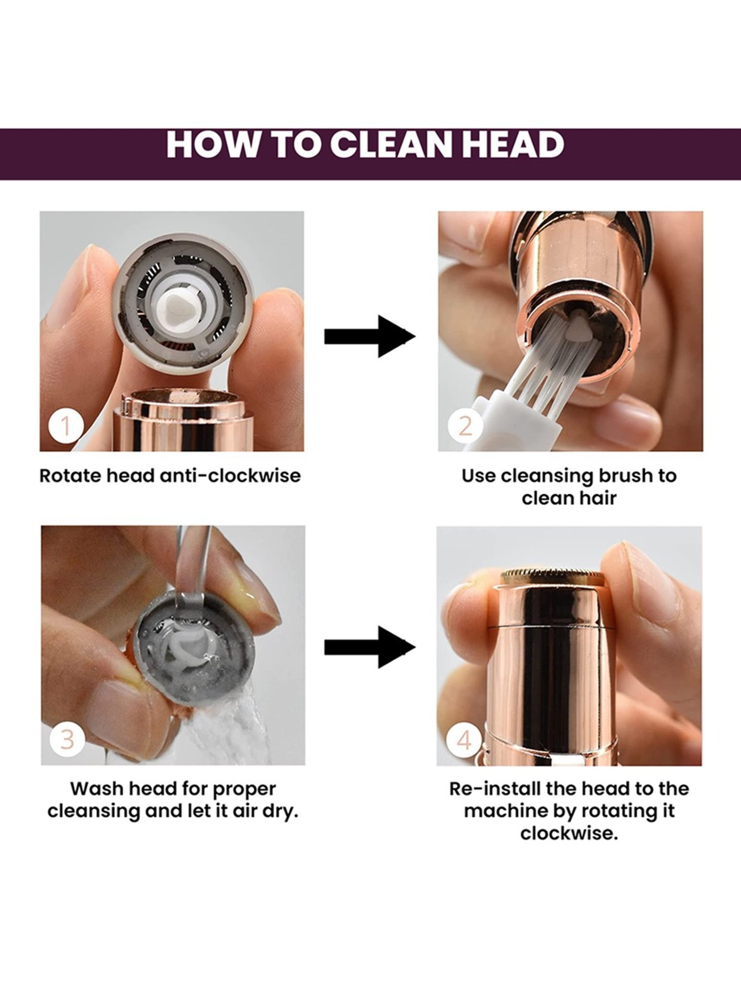 WINSTON Rechargeable Battery Operated Face Trimmer Waterproof Head Cordless Women Face Hair Remover