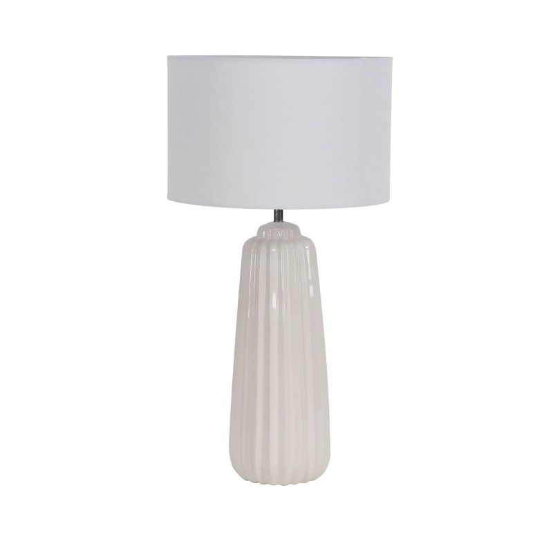 24" x 13" Ceramic Tapered Cylindrical Table Lamp White - Olivia & May