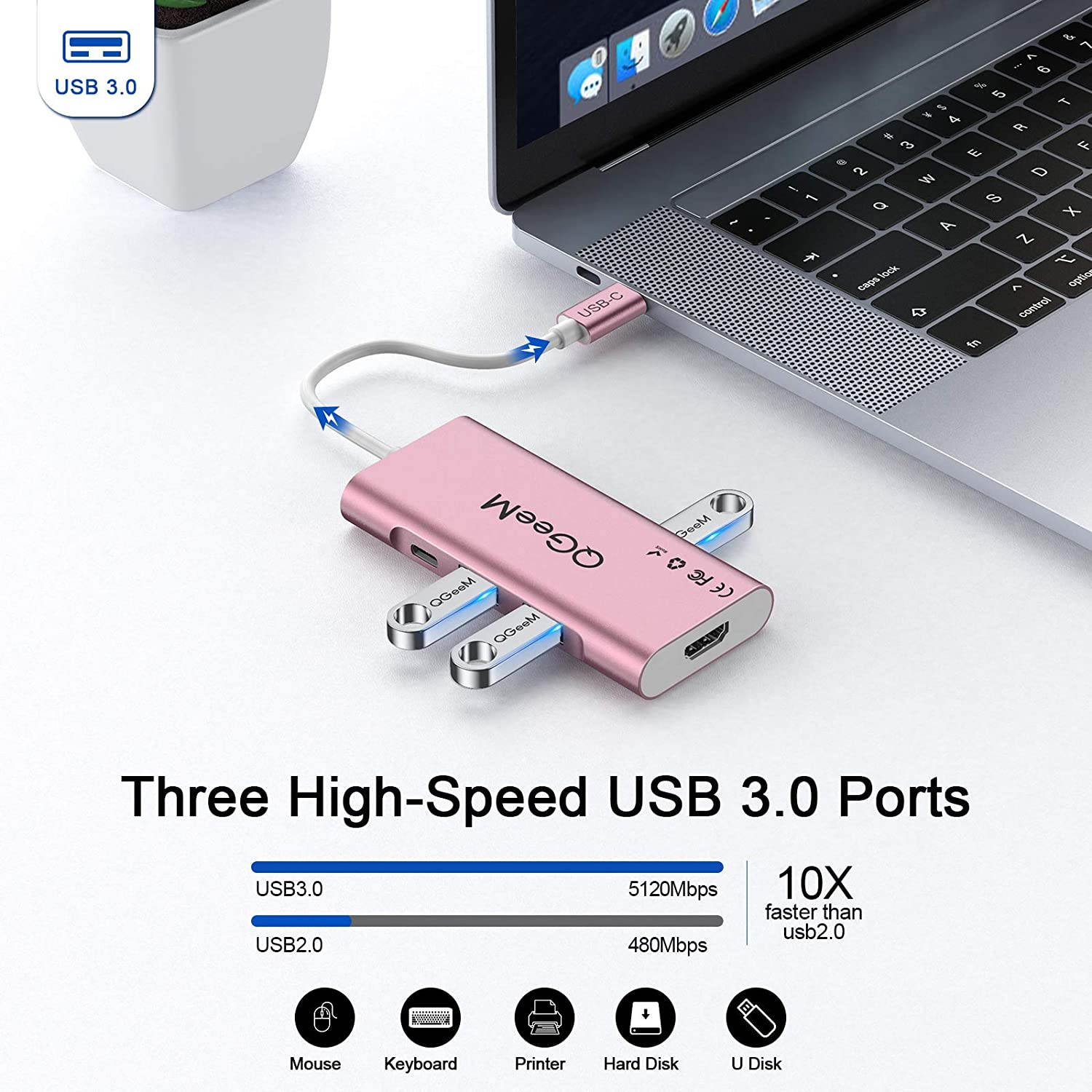 5Pcs USB 3.0 Type-A Male to USB3.1 Type-C Female Converter Adapter Connector