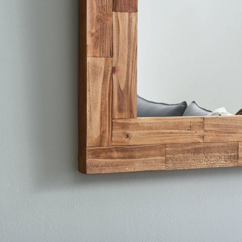 31.5" Square Wall Mirror Distressed Slatted Wood - Danya B.