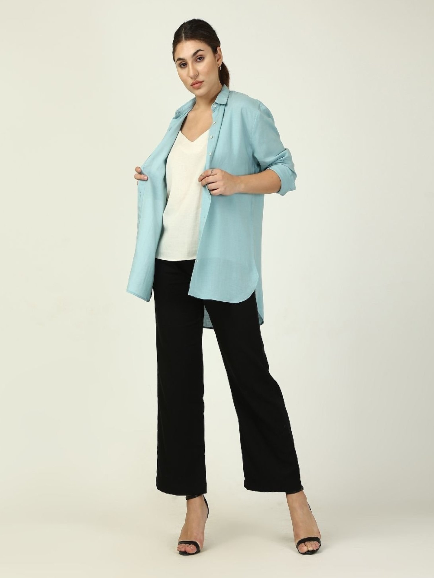 Saltpetre Blue And Black Jessica Shirt With Top And Pant
