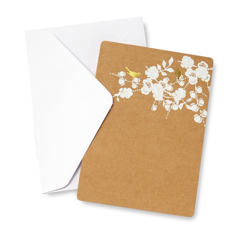 50ct Birds On Kraft Foil Invitation Pack