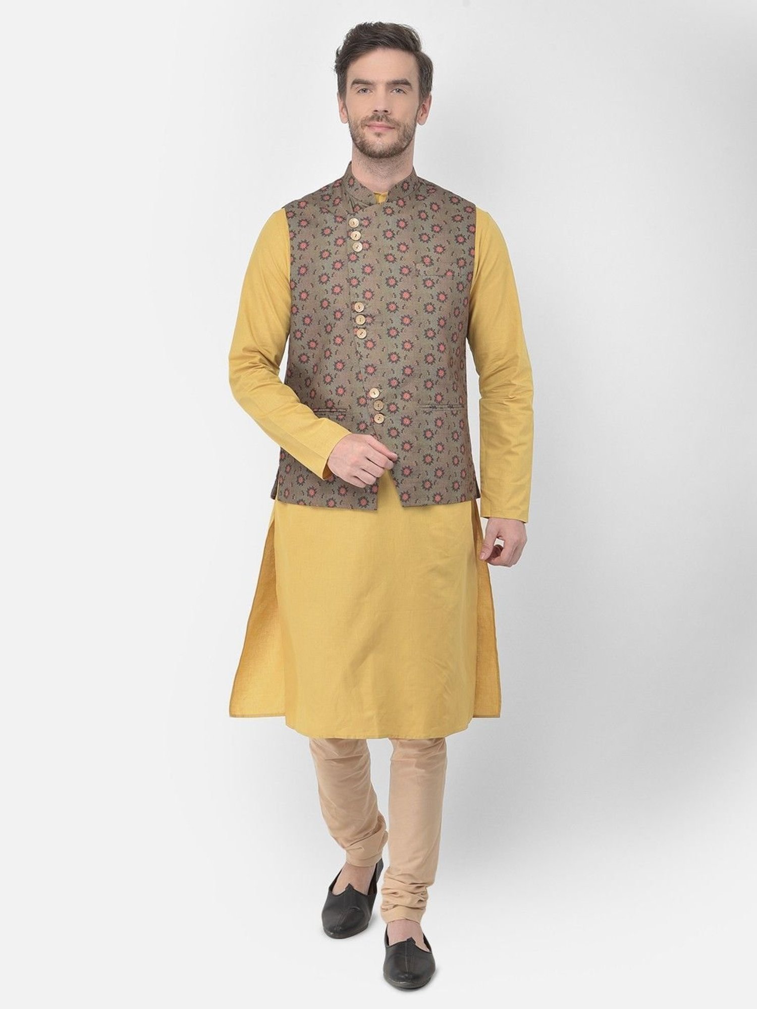 Fabindia Multicolor Regular Fit Printed Cotton Nehru Jacket