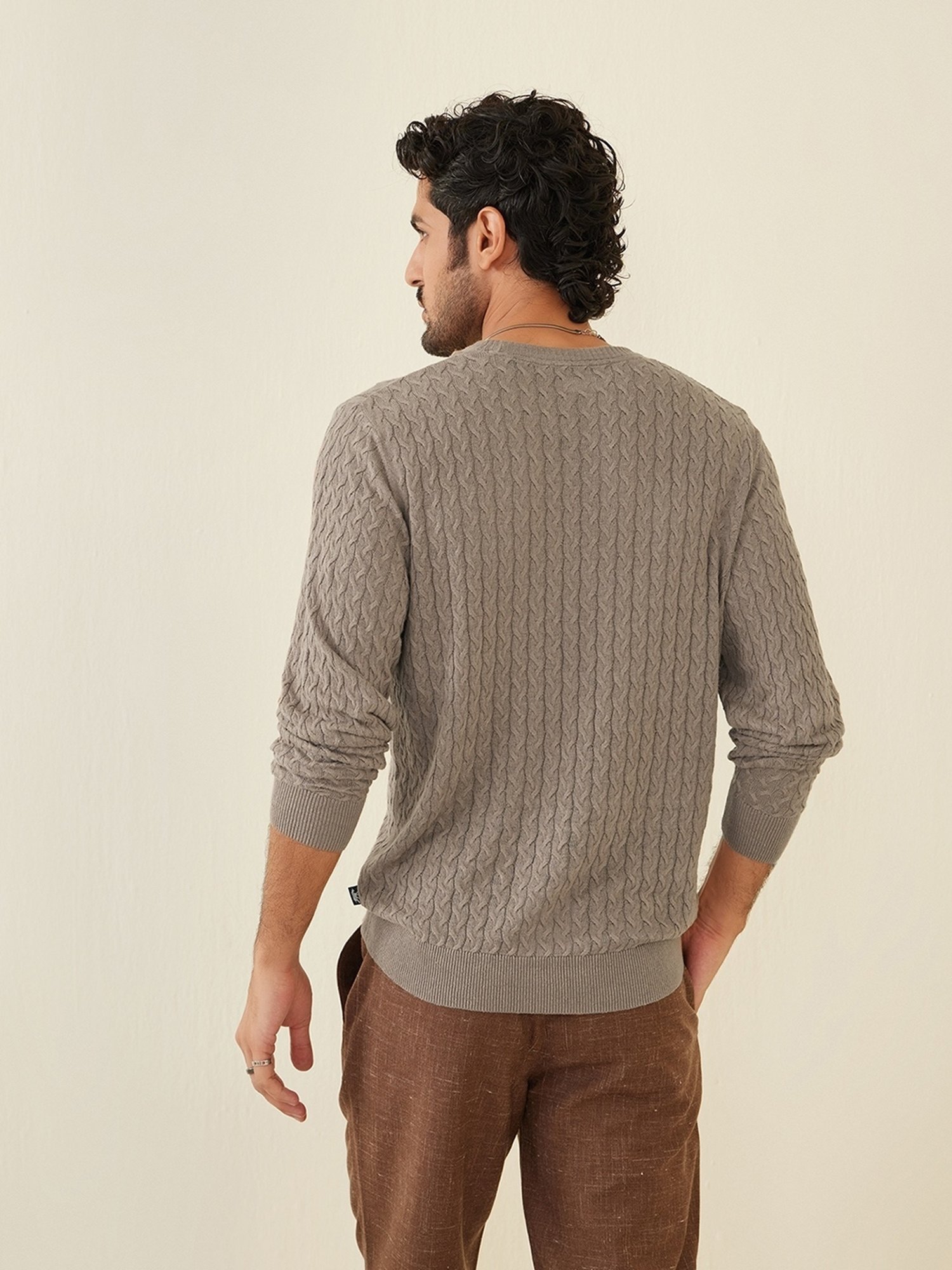 Andamen Grey Regular Fit Structure Pullover