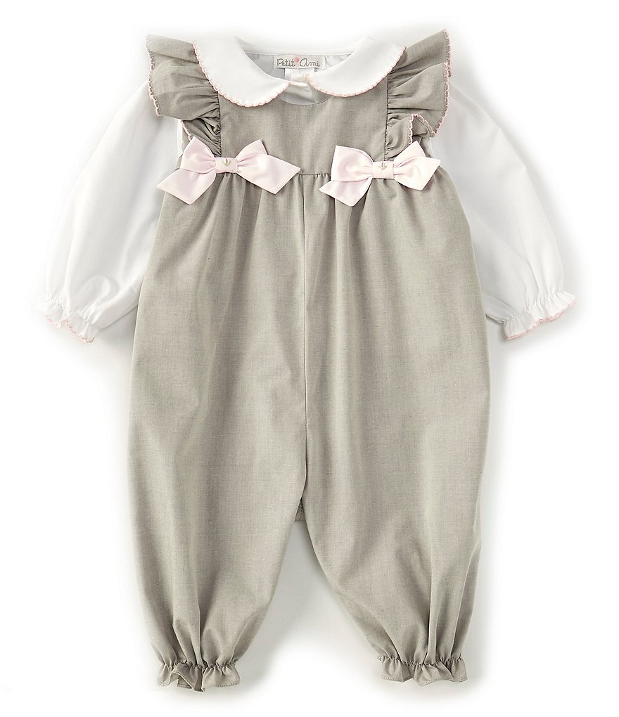 Petit Ami Baby Girls 3-24 Months Long Sleeve Shirt & Ruffle Romper 2-Piece Set