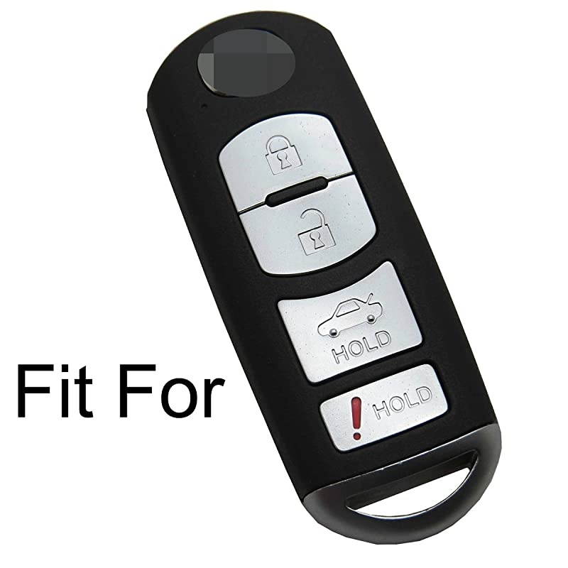 2Pcs Silicone Smart Key Fob Cover Case Remote Skin Keyless Jacket Holder Protector for Mazda 3 6 CX7 CX9 MX5 Miata 4 Buttons Black