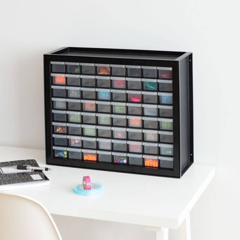 IRIS 64 Drawer Parts Cabinet, 1 Pack, Black