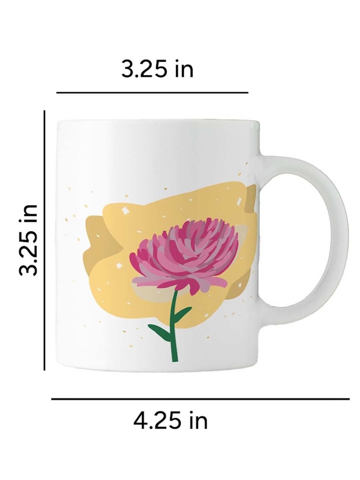 Nestroots White & Pink Stoneware Rose Elegance Coffee Mug (0.325 L)