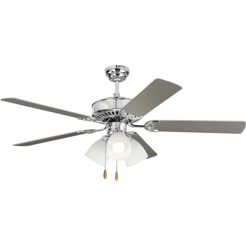 52" Monte Carlo Haven LED 3 Chrome 3-Light Pull Chain Ceiling Fan