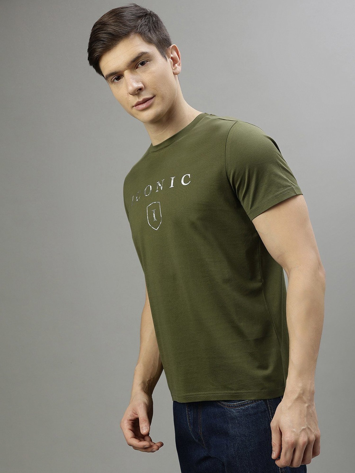 Iconic Men Typography Regular Fit Cotton T-shirt