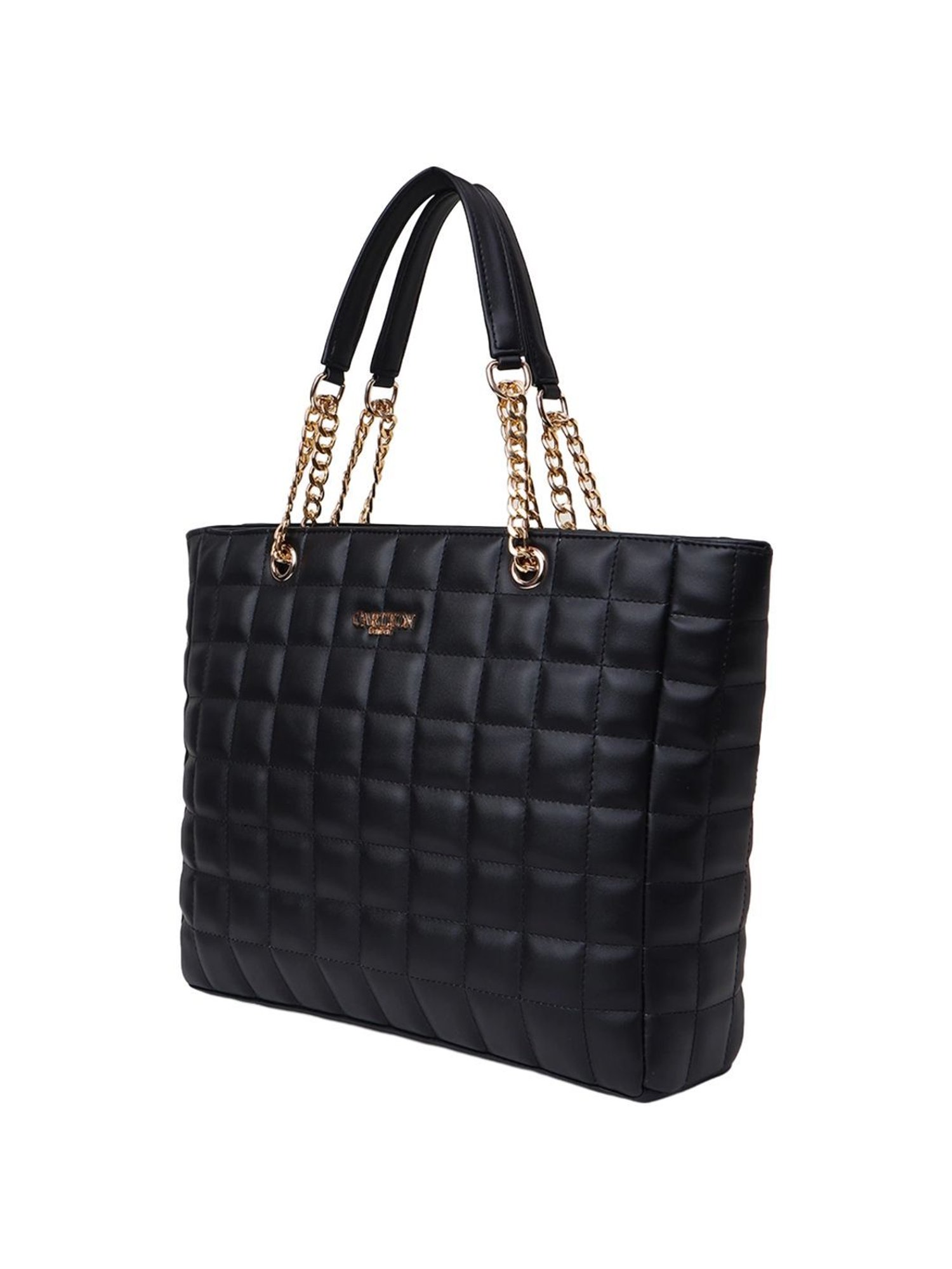 Carlton London Black Textured Medium Tote Handbag