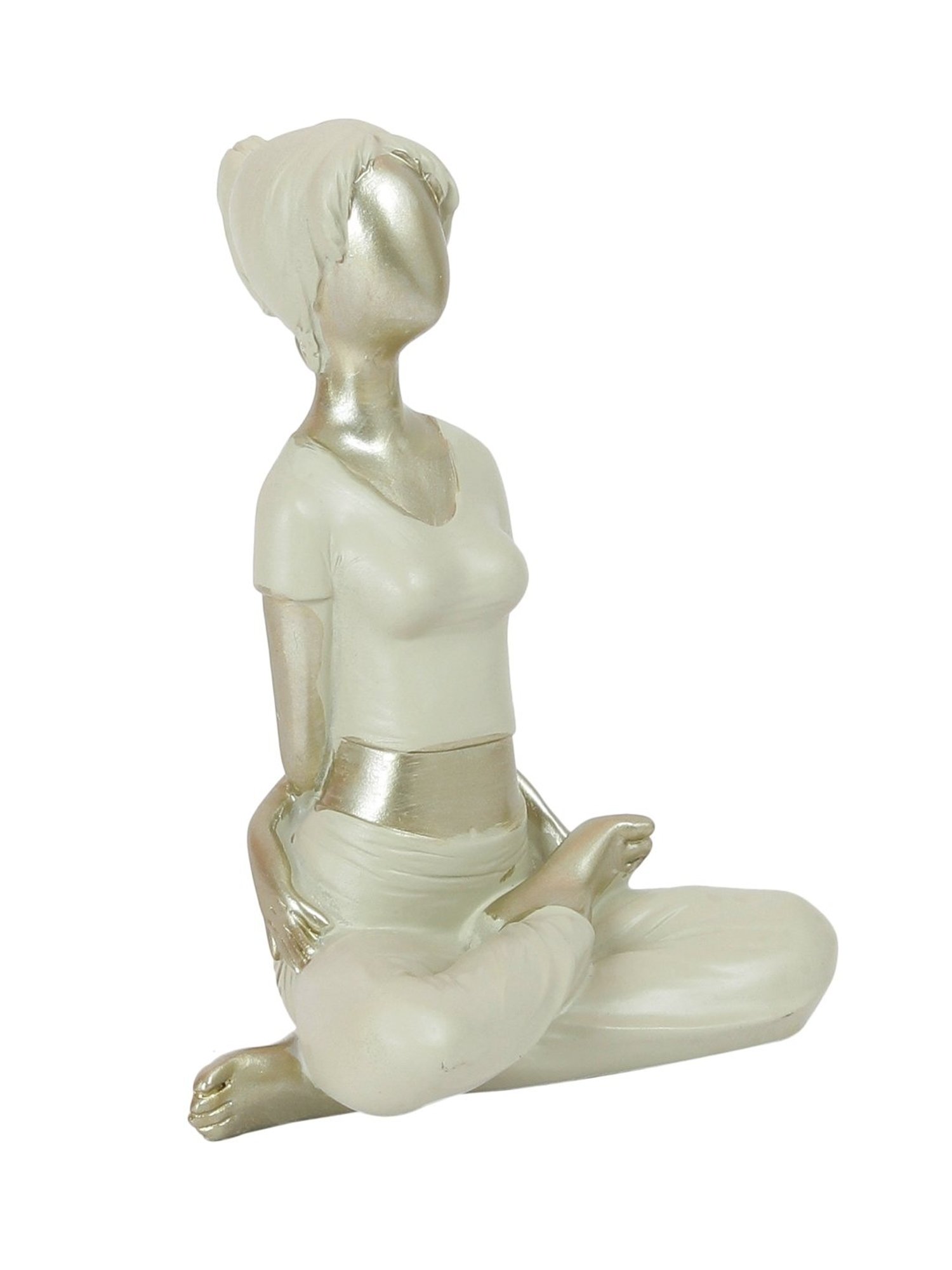 Tayhaa White Polyresin Healthy Yoga Pose Figurine Showpiece - Set of 1
