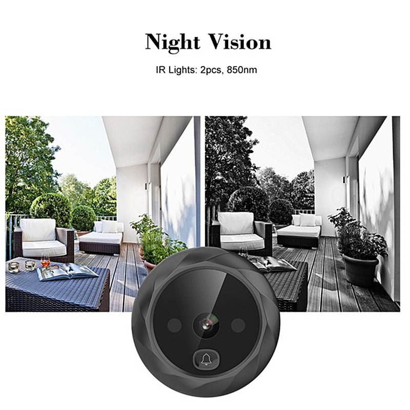 Yijianxi 2.4 Inch HD Color Screen Home Smart Doorbell Wireless Video Doorbell Night Vision Security Camera Electronic Door Viewer