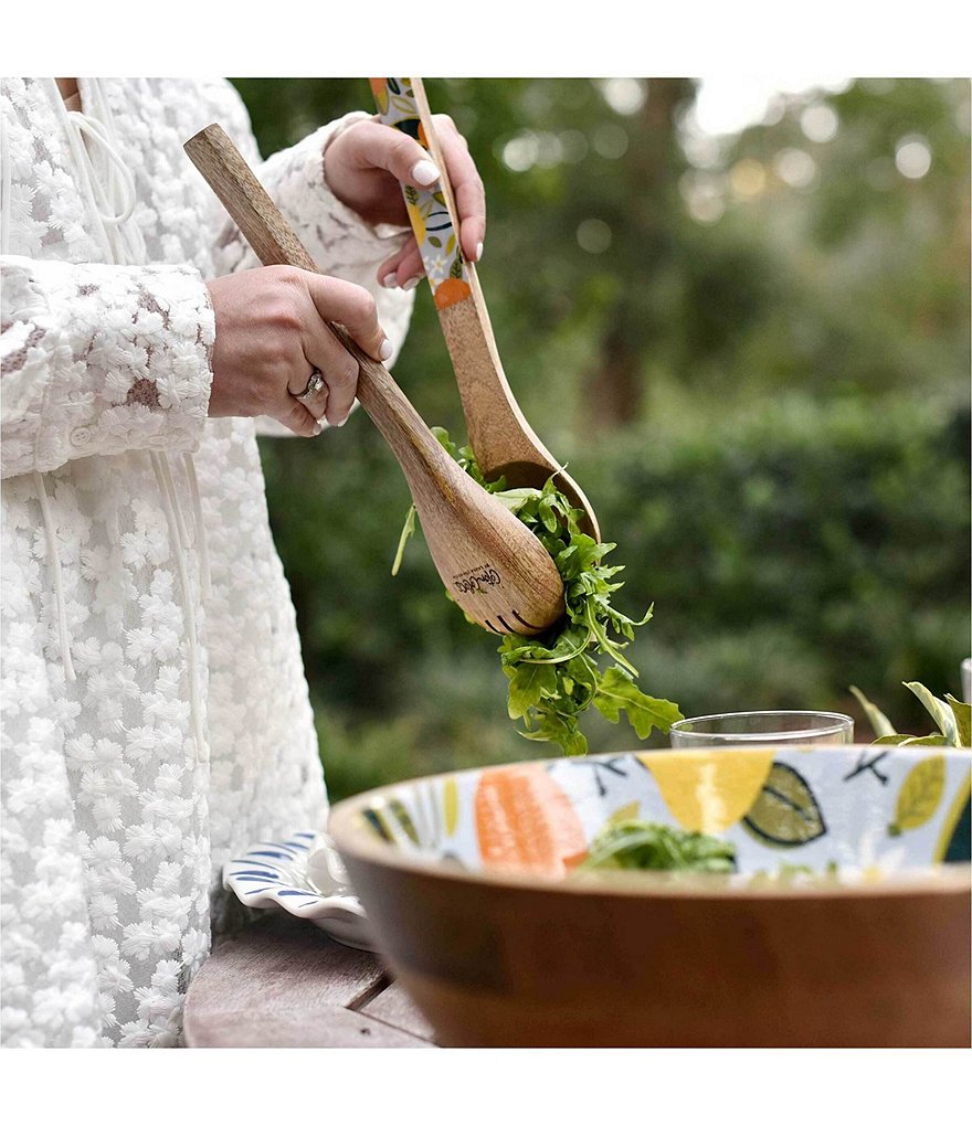 Coton Colors Citrus Mango Wood Salad Server Set