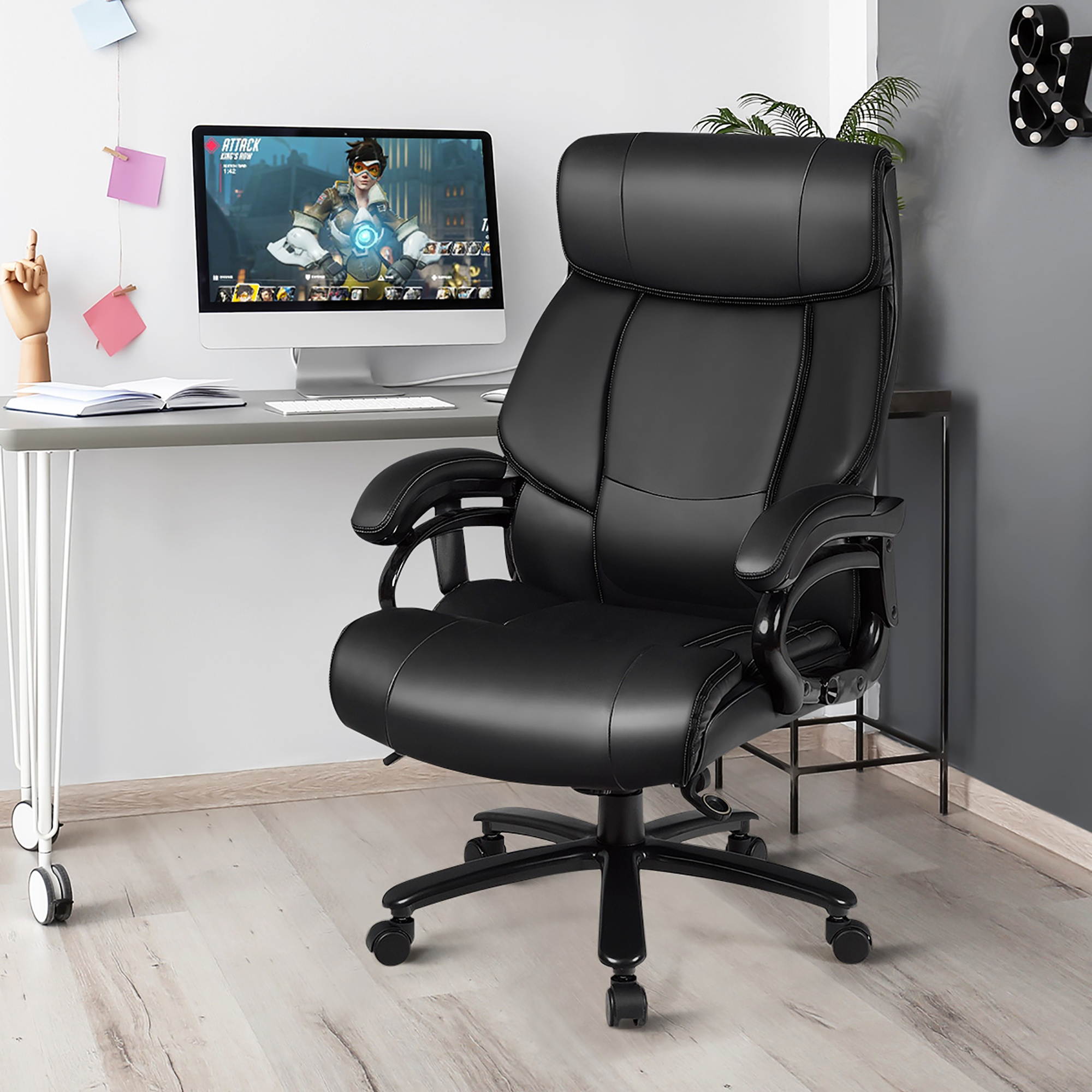 Costway Big & Tall 400lb Massage Office Chair Executive PU Leather Computer Desk Chair