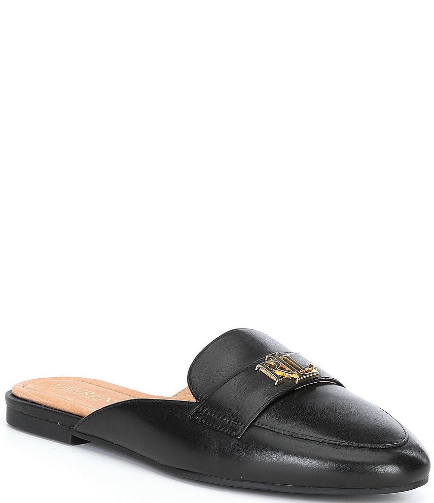 Lauren Ralph Lauren Alli Logo Detail Leather Mules