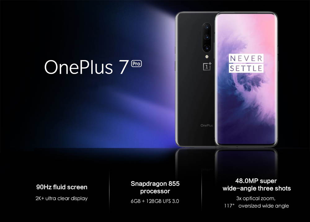 Oneplus 7 Pro 12GB+256GB, Dual Sim, 6.67 inch 3120x1440P, 48MP Main Lens Triple Camera, Octa Core 2.84GHz.Android 9.0 Snapdragon 855 4000mAh NFC Original Global Version Factory Unlocked