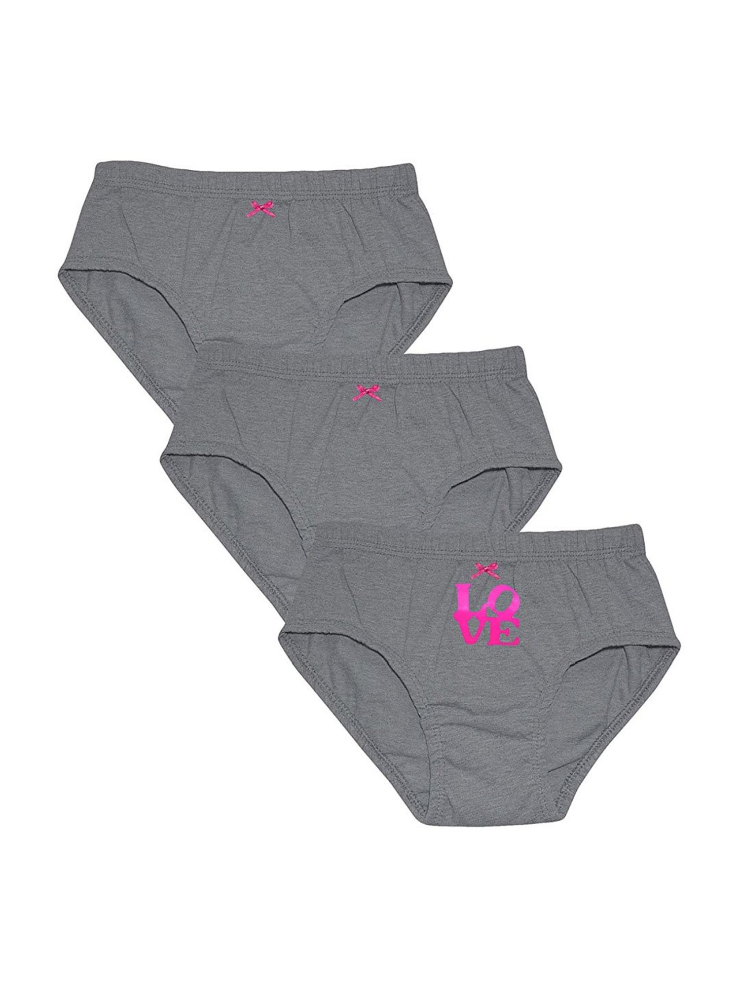 D'chica Kids Grey Cotton Printed Panties - Pack of 3