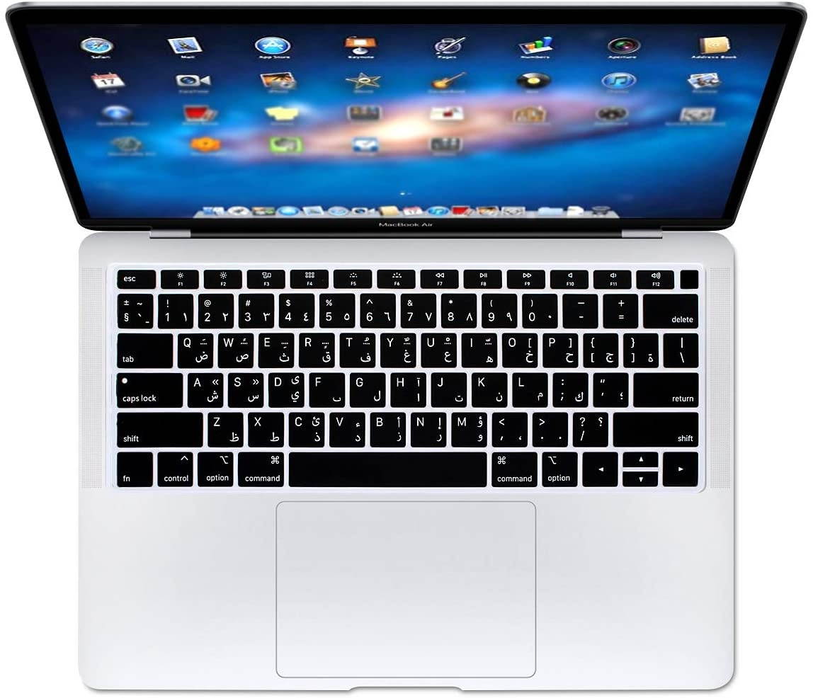 HRH Arabic Language Silicone Keyboard Cover Skin for MacBook Newest Air 13 Inch 2018 Release A1932 with Retina Display and Touch ID,USA Layout