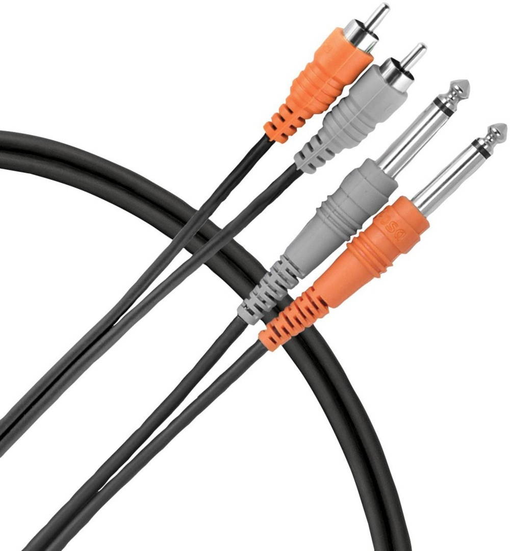 Livewire Essential Interconnect Dual Cable RCA Male to 1/4" TS Male 6 ft. Black