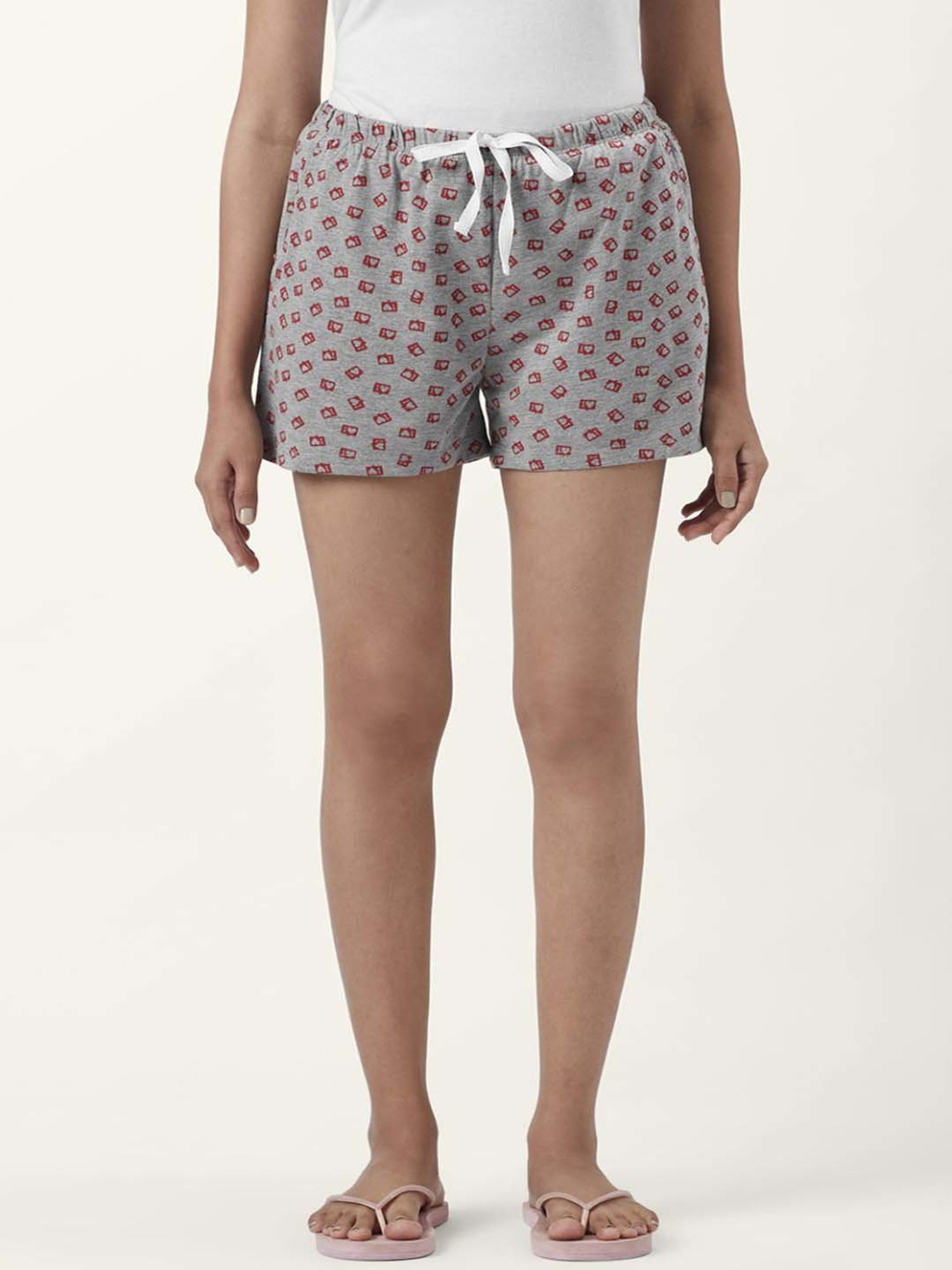 Dreamz by Pantaloons Pink Grey Cotton Printed Shorts