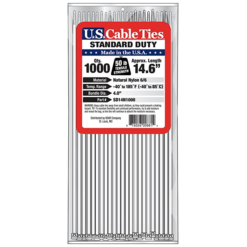 SD14N1000 14-Inch Standard Duty Cable Ties, Natural, 1000-Pack