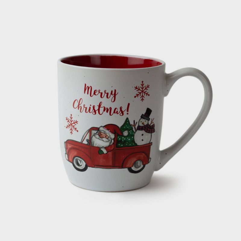 16oz Ceramic Snowman in Car Mug and Puzzle Gift Set - Peppermint & Pine