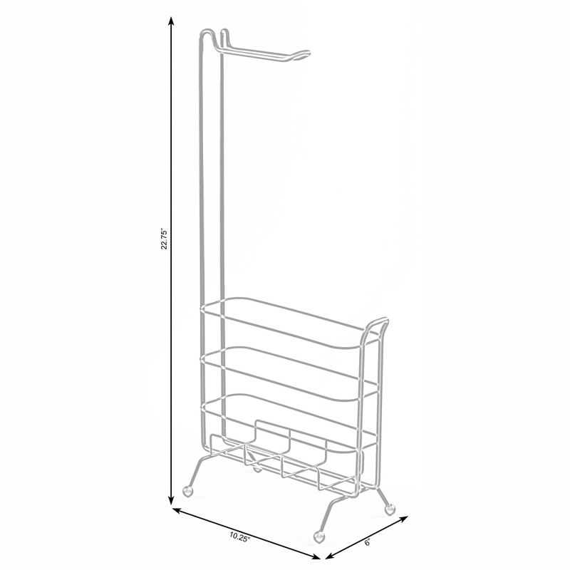 Basicwise Metal Toilet Paper Holder with Magazine Rack