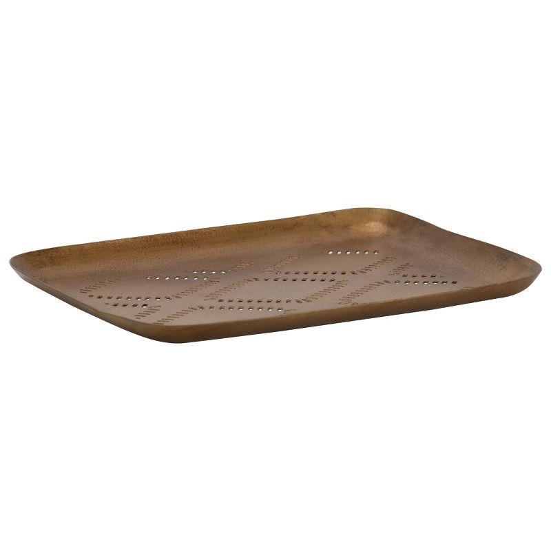 Antique Brass Piered Metal Decorative Storage Jewelry Trinket Dish - Foreside Home & Garden