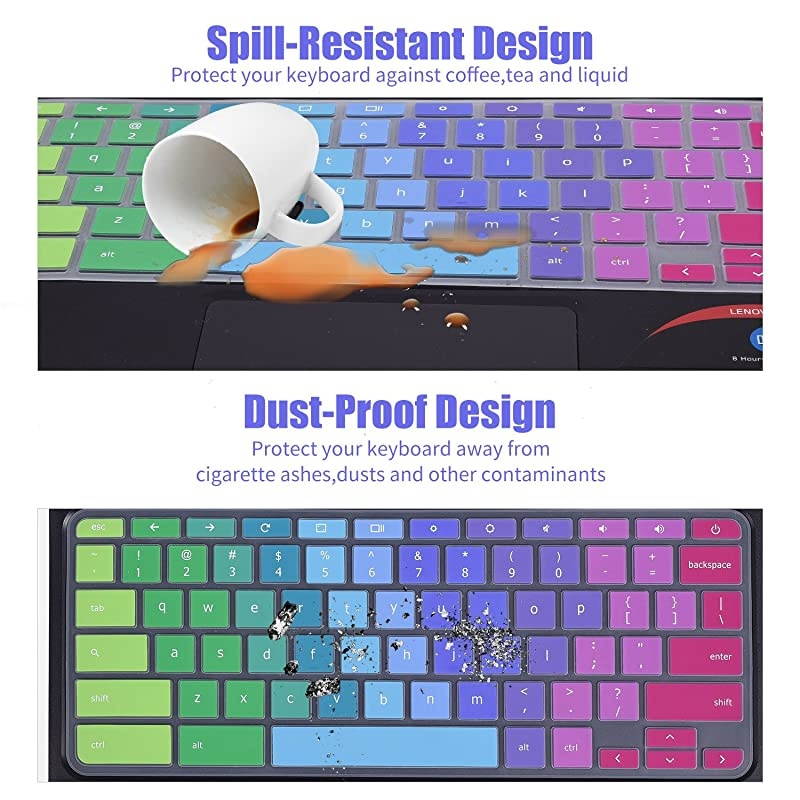 Lenovo Chromebook Keyboard Cover Fit 2020 2019 2018 Lenovo Chromebook C330 11.6"/Flex 11 Chromebook/Chromebook N20 N21 N22 N23 100e 300e 500e 11.6"/Chromebook N42 N42-20 14 inch, Rainbow