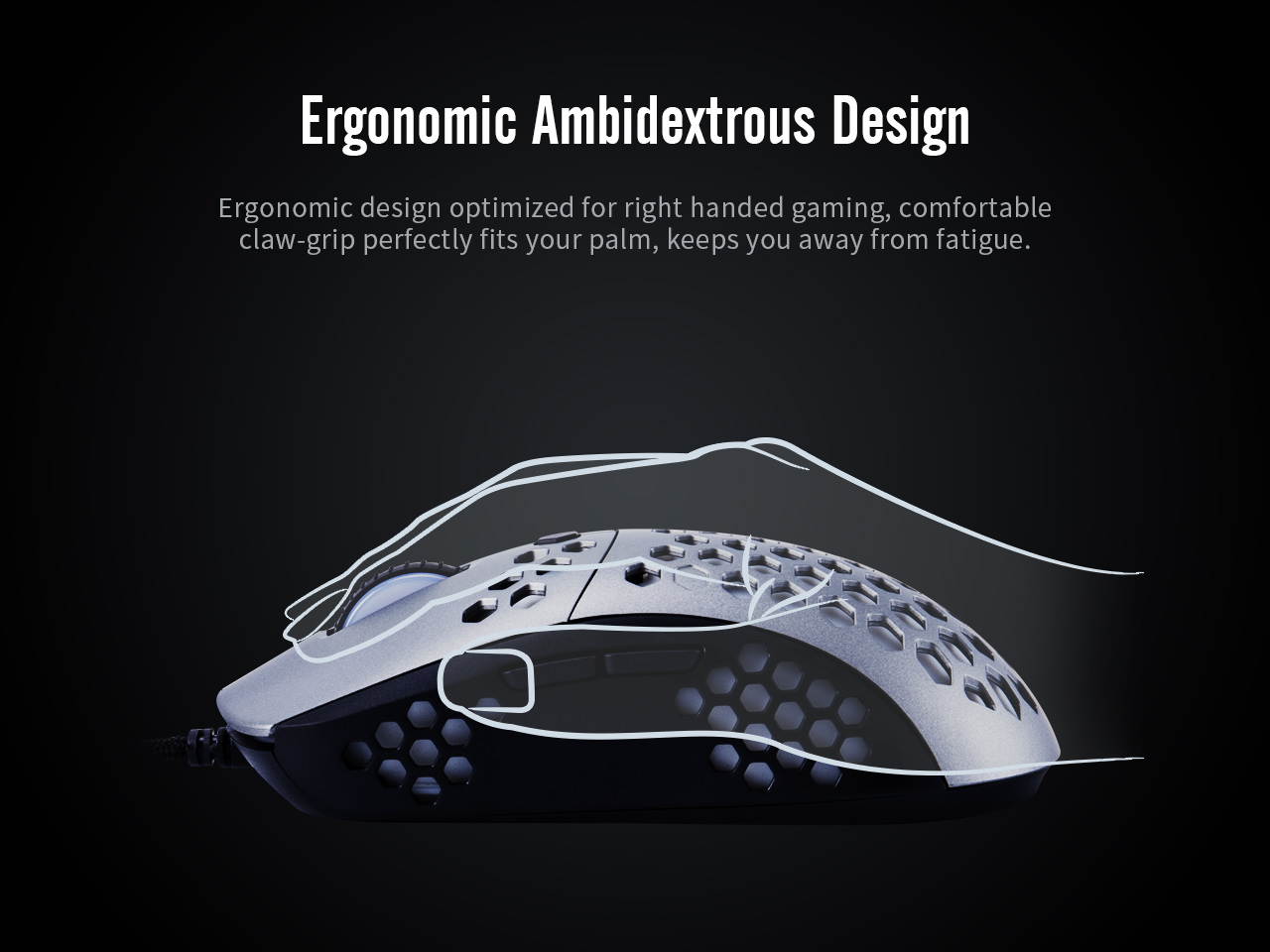 USB Wired Lightweight RGB PC Gaming Mouse M6, Honeycomb Shell Ultralight Weave Drag-Free Cable, LED Backlit 6 Buttons Programmable, 10000DPI Optical Sensor for PC Gamers, Xbox, PS4 Users