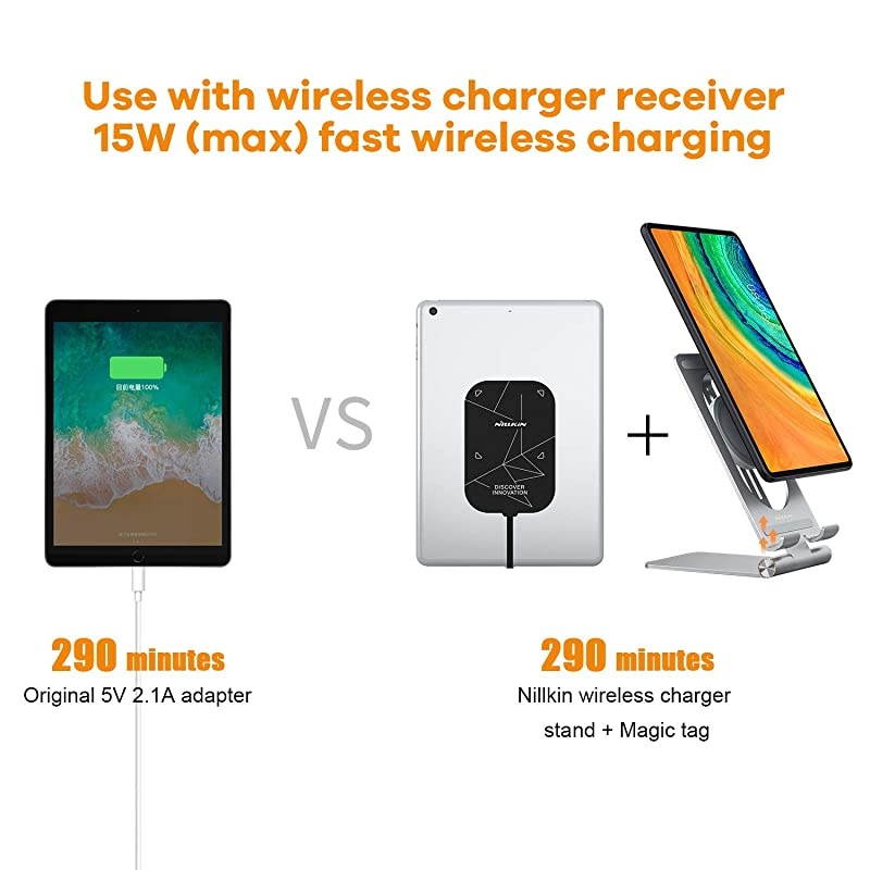 Design for ipad Mini Stand with Wireless Charging Receiver2 in 1 Tablet Wireless Charger Stand Holder Dock Adjustable and Magic Tag Set for ipad Mini 12345th Generation 79 inch