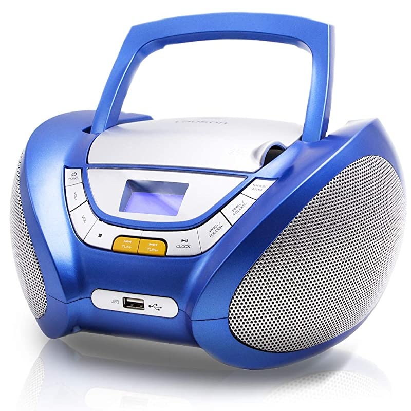 CP546 Portable Stereo Boombox CD Player with Radio | USB MP3 Player | Boombox with Cd Player Mp3 | Portable Radio CDPlayer Stereo with USB | Aux Linein Headphone Jack Blue