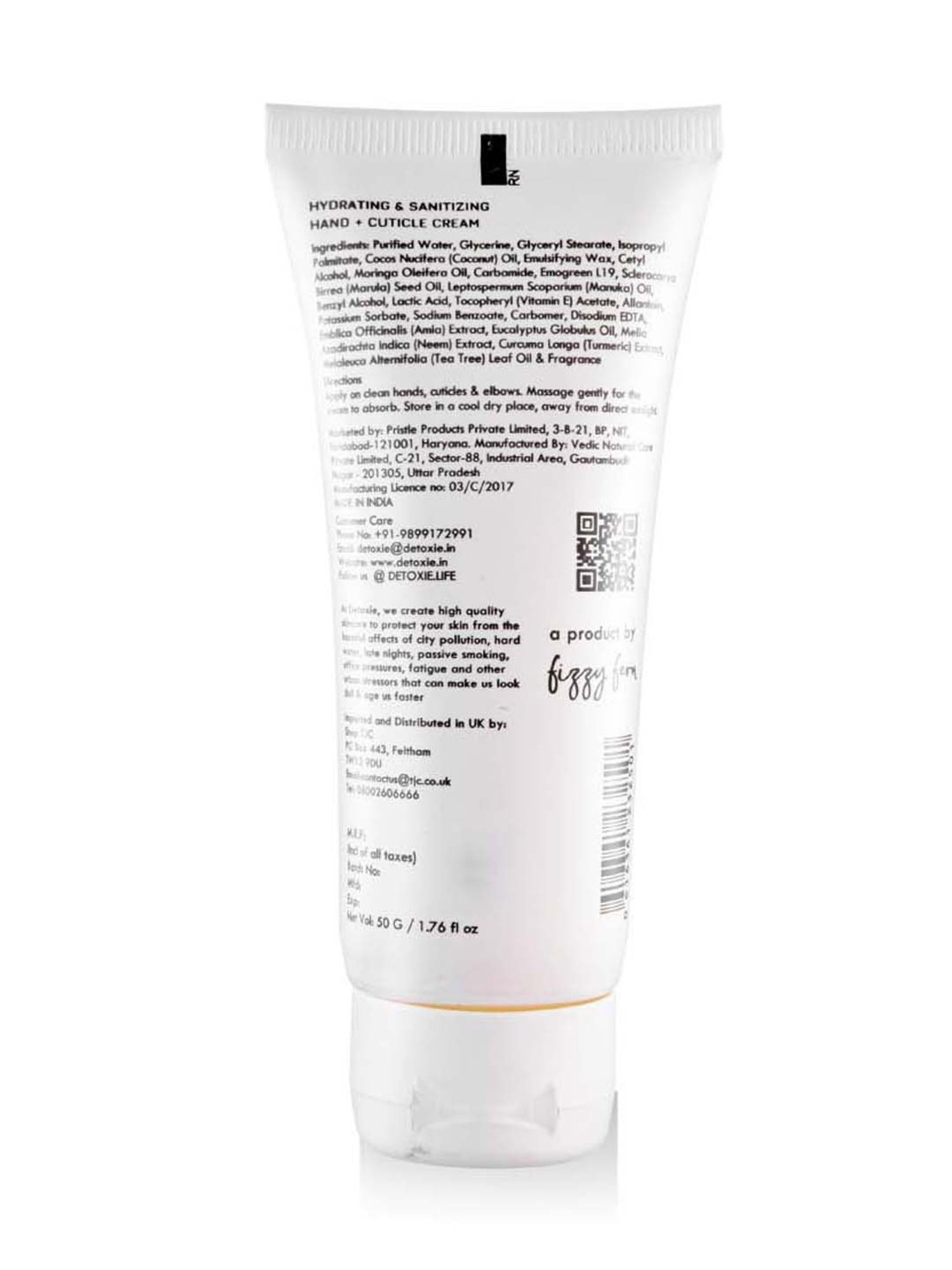 Detoxie Hydrating & Sanitizing Hand & Cuticle Cream - 50 gm