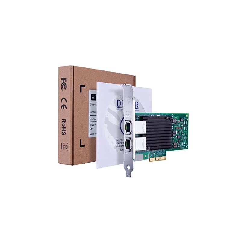 PCI-E Network Interface Card (NIC), Compare to Intel X550-T2, Dual RJ45 Ports, PCI Express 3.0 X4, Server LAN Adapter NIC for Windows/Linux/Freebsd/VMware