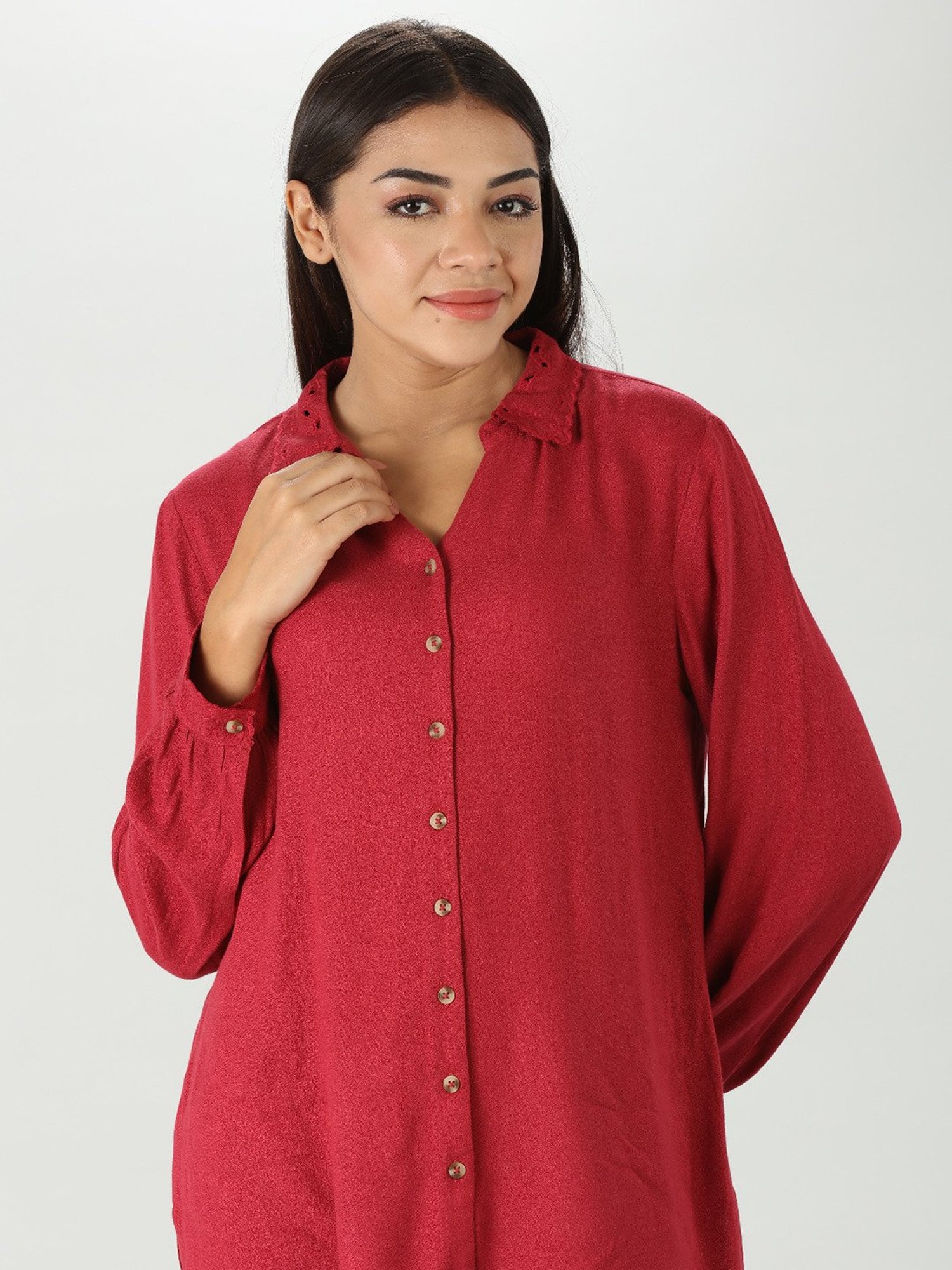 Mustard Red Textured Shirt