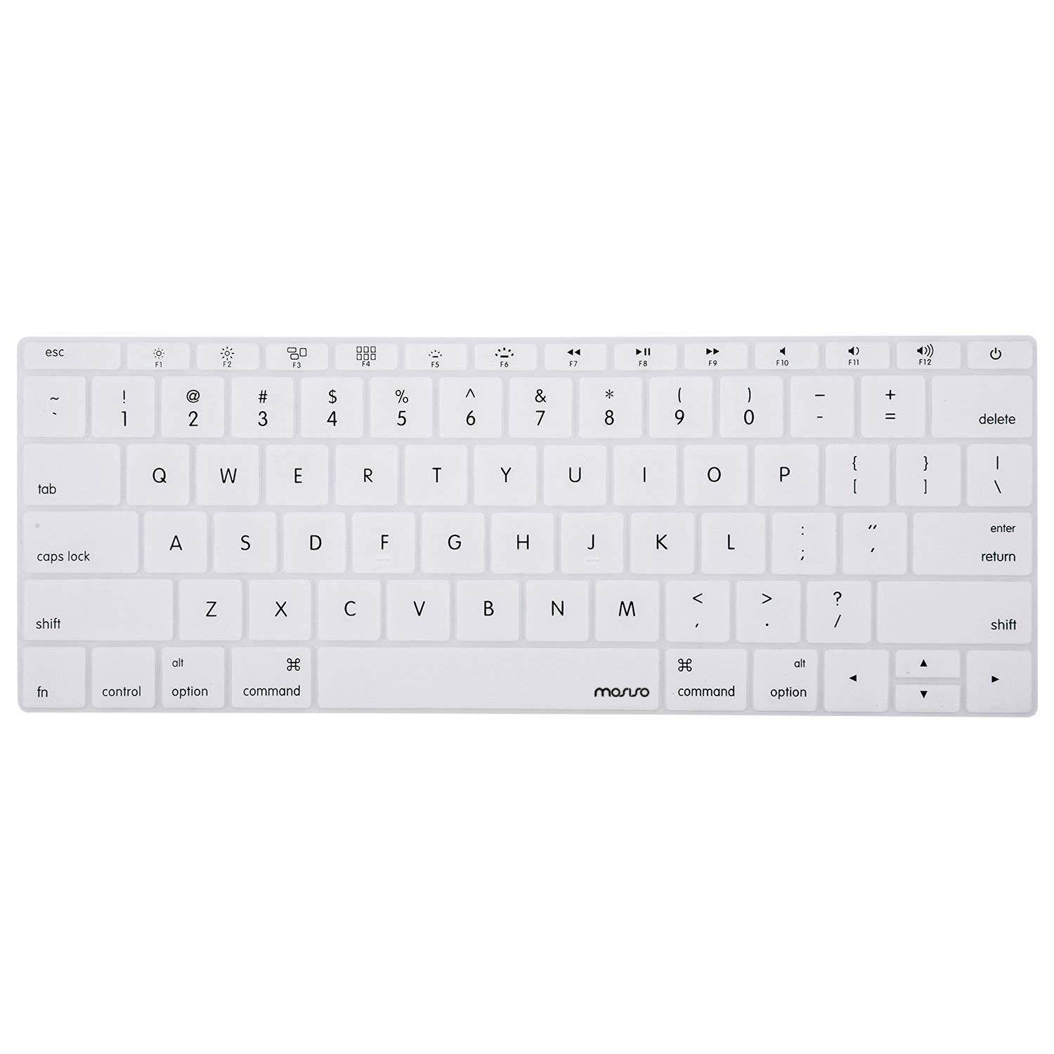 MOSISO Keyboard Cover Compatible MacBook Pro 13 Inch 2017 & 2016 Release A1708 No Touch Bar & New MacBook 12 Inch A1534 Protective Skin, White
