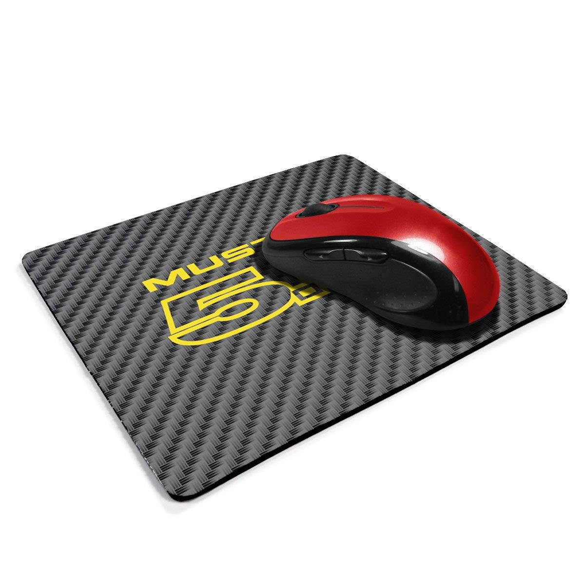 Ford Mustang 5.0 in Yellow Black Carbon Fiber Texture Graphic PC Mouse Pad , Made in USA