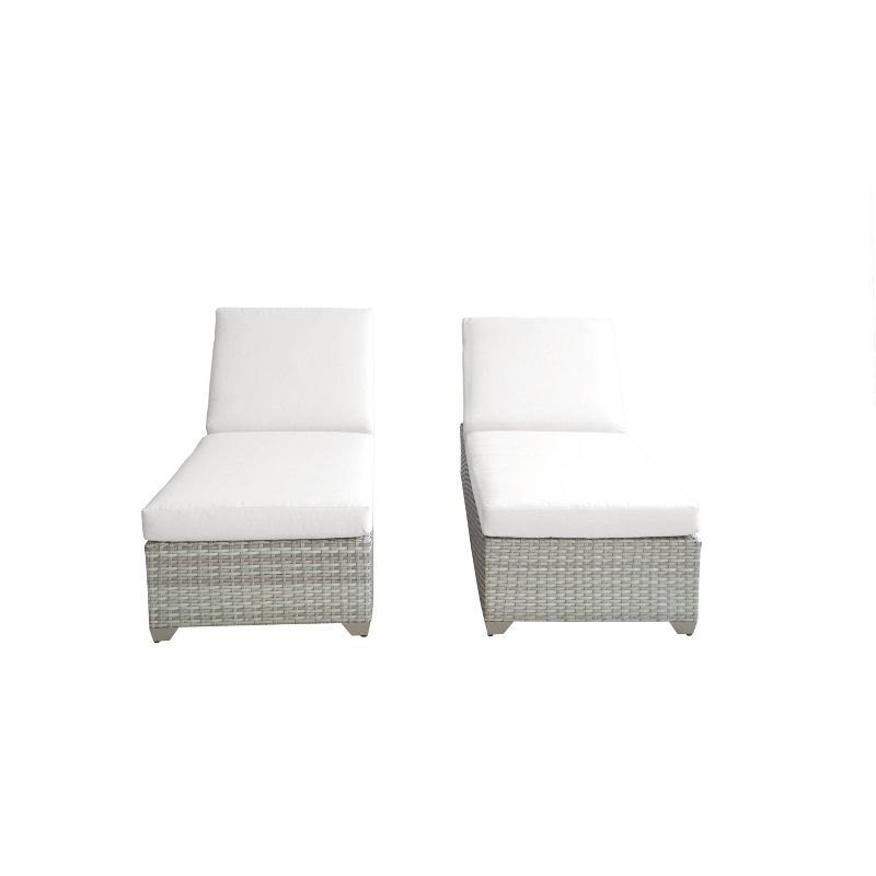 Fairmont 2pk Patio Chaise Lounges - White - TK Classics