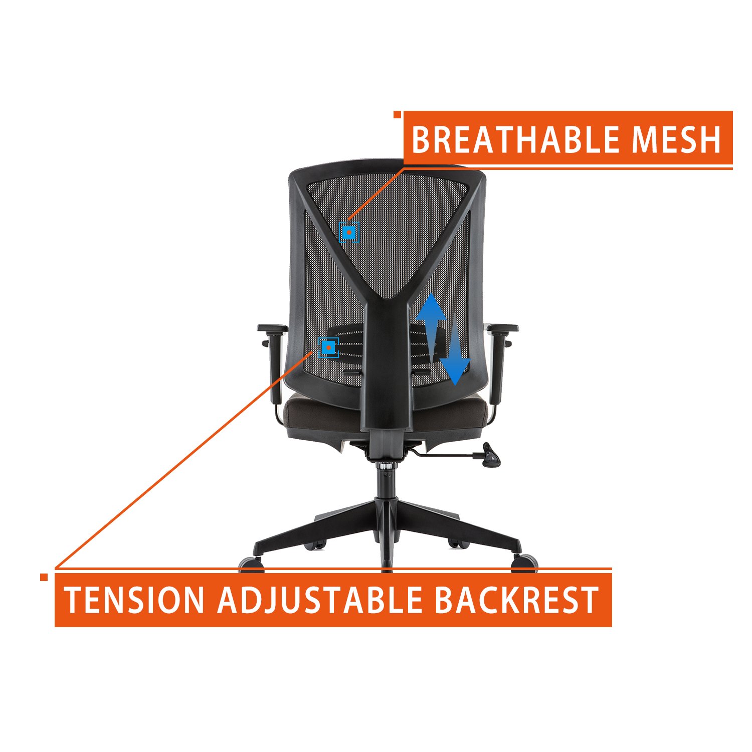 CLATINA XDD3 Series  Ergonomic High Mesh Swivel Desk Chair with Adjustable Height Arm Rest Lumbar Support and Upholstered Back for Home Office