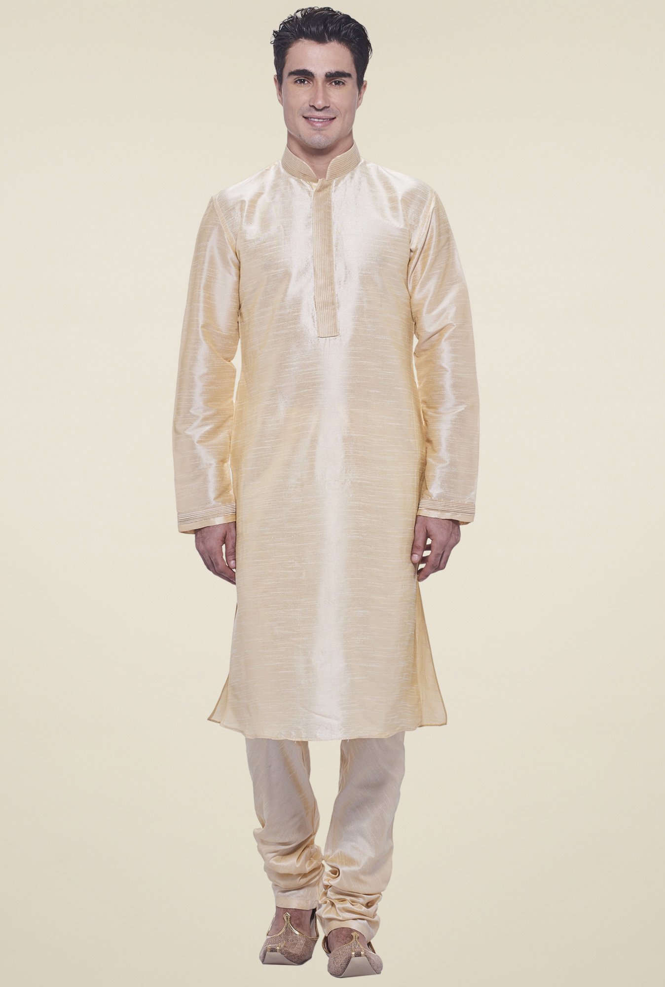 Manyavar Beige Full Sleeves Kurta Set